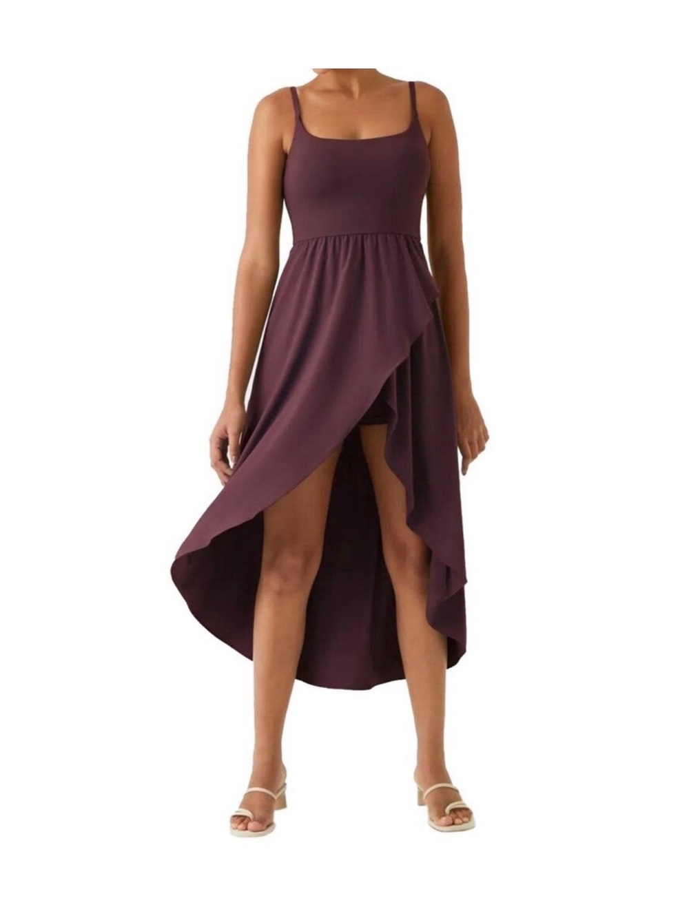 Halara Breezeful High Low 2-Piece Flowy Midi Quick Dry Dress Purple Medium